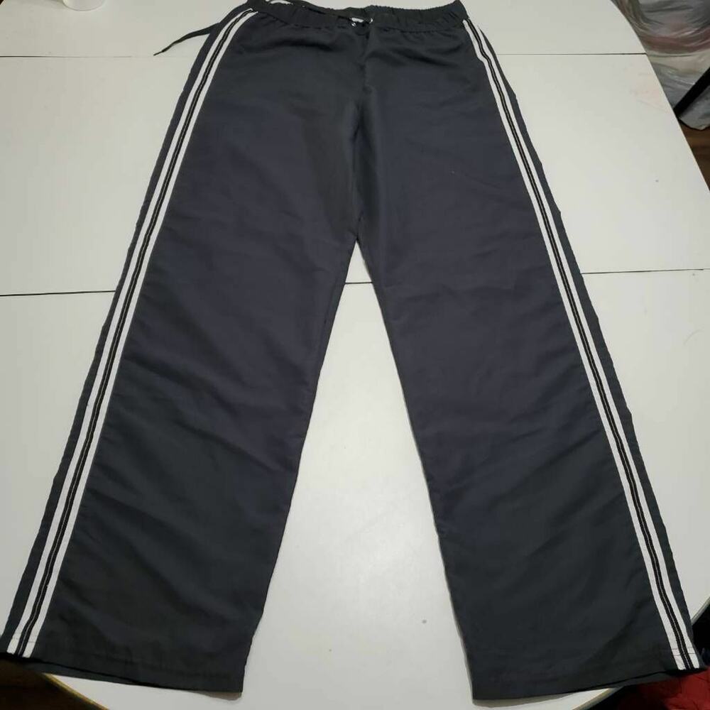 Aspire Womens Activewear Track Pants Black White Drawstring Stripe Pull On Med
